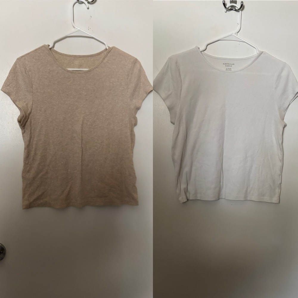 Tan and White Short Sleeve T-Shirts Bundle